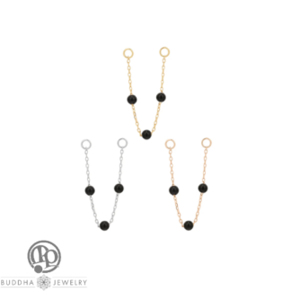 3 Bead Black Agate Chain